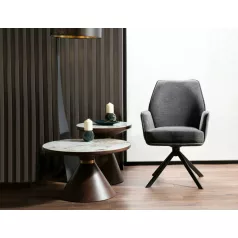   Napa dohányzóasztal B, 50X50, bronz+arany, fehér fényes márványhatású