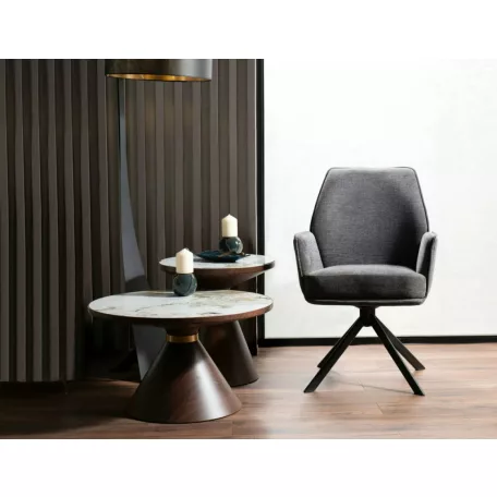 Napa dohányzóasztal B, 50X50, bronz+arany, fehér fényes márványhatású