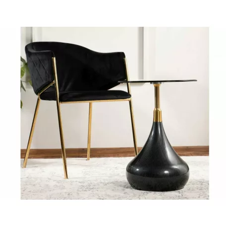 Bika asztal, 40X40, fekete + arany, fekete