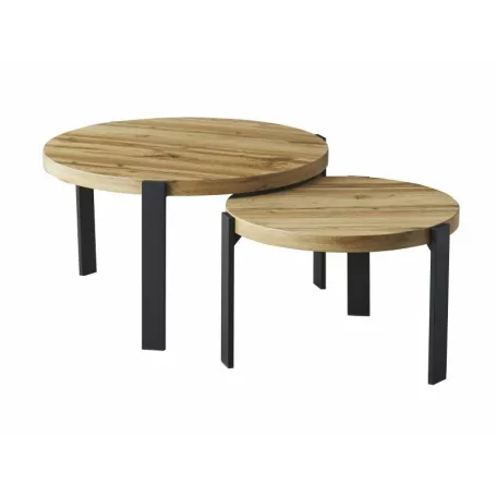 Póló asztal szett, 80X80, fekete, kézműves tölgy