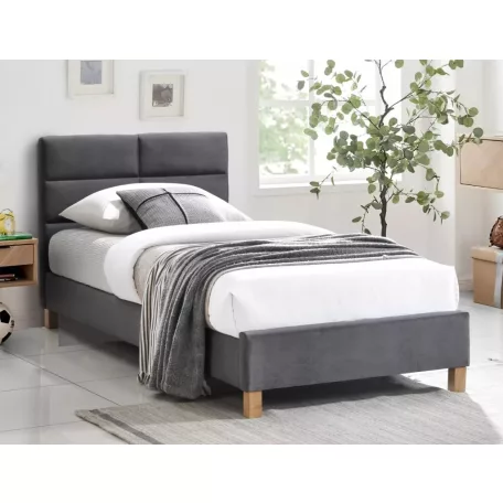 Sierra bársony ágy, 90x200, tölgy, szürke