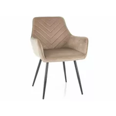 Fig bársony szék, matt fekete, bézs