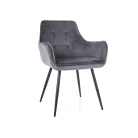 Lemon bársony szék, matt fekete, szürke
