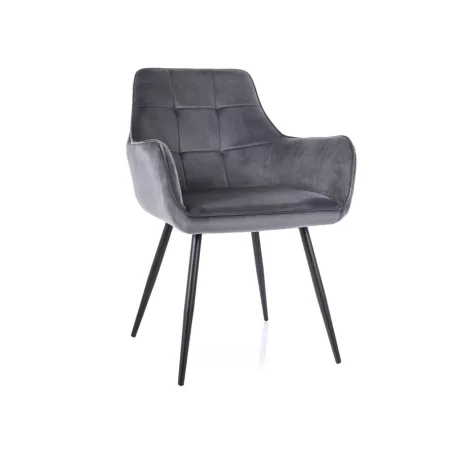 Lemon bársony szék, matt fekete, szürke
