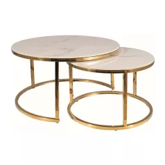 Portafino A asztal szett, 60X60, aranysárga, fehér fényes