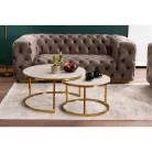 Portafino A asztal szett, 60X60, aranysárga, fehér fényes