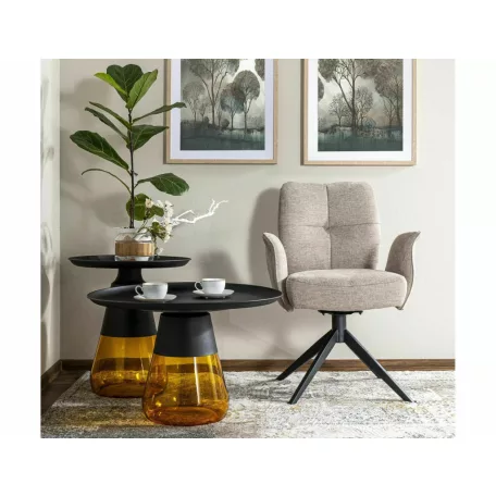 Tiffany B dohányzóasztal, 70X70, matt fekete / narancssárga, matt fekete