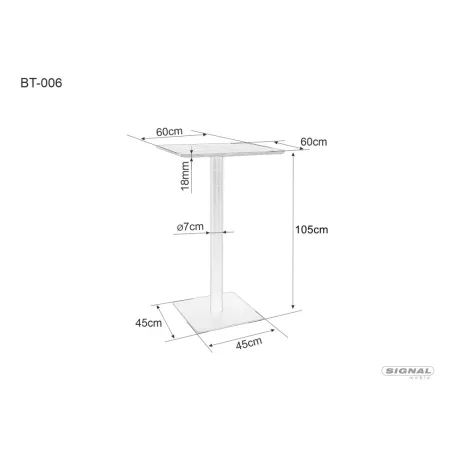 Bárasztal BT006, 60X60, matt fekete, kézműves tölgy