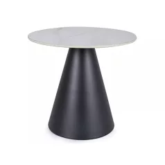   Pad-domb dohányzóasztal, 50X50, matt fekete, fehér fényes