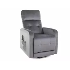 Otus II bársony dönthető fotel, 92X66, fekete, szürke