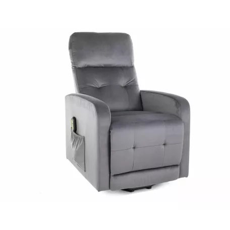 Otus II bársony dönthető fotel, 92X66, fekete, szürke