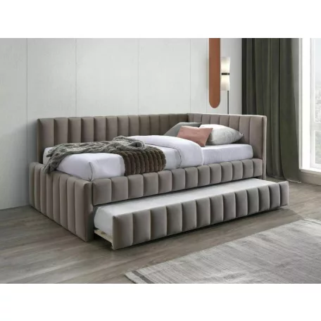 Alfie bársony ágy 120x200, sötét bézs