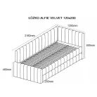 Alfie bársony ágy 120x200, sötét bézs