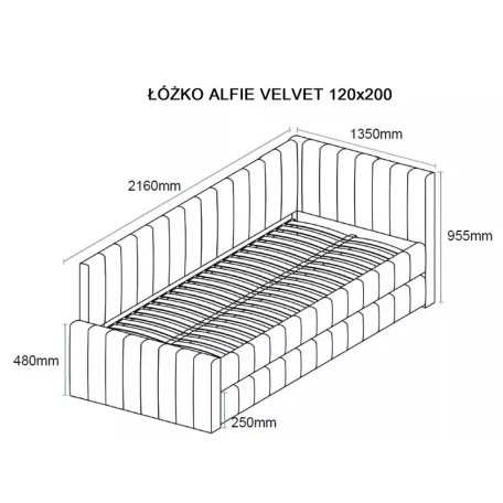 Alfie bársony ágy 120x200, sötét bézs
