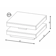   Cotto dohányzóasztal, 67X67, kézműves tölgy / antracit, kézműves tölgy/antracit