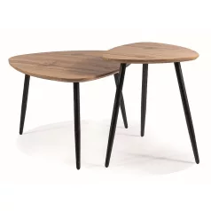   Twin Ikerdohányzóasztal szett, 60X60, fekete, kézműves tölgy