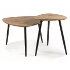 Twin Ikerdohányzóasztal szett, 60X60, fekete, kézműves tölgy