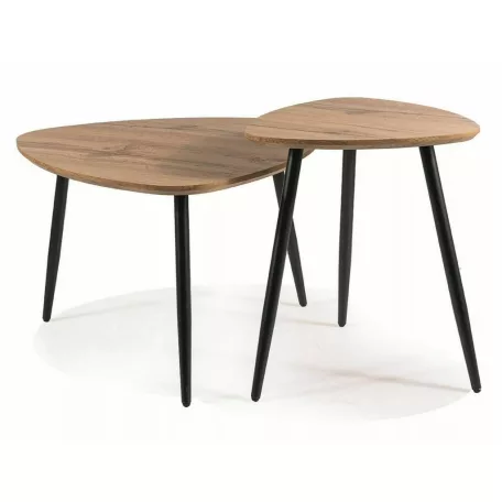 Twin Ikerdohányzóasztal szett, 60X60, fekete, kézműves tölgy