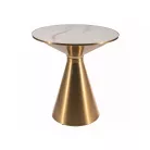 Kos dohányzóasztal, aranysárga, fehér