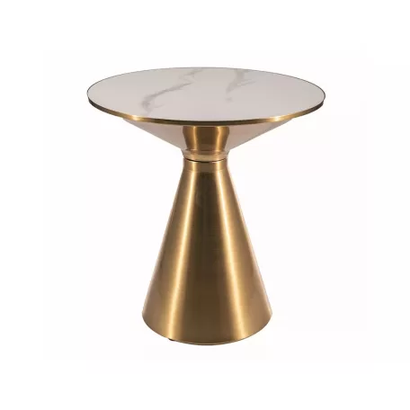 Kos dohányzóasztal, aranysárga, fehér