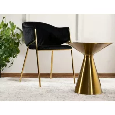 Kos dohányzóasztal, aranysárga, fehér