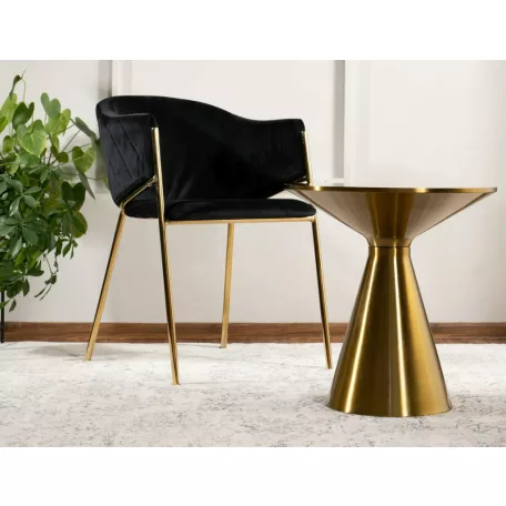 Kos dohányzóasztal, aranysárga, fehér