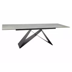   Westin kerámia gyémánt krémszínű asztal, 160X90, matt fekete, krémes matt