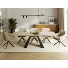 Salvadore kerámia gyémánt krém asztal, 160X90, matt fekete, krém matt