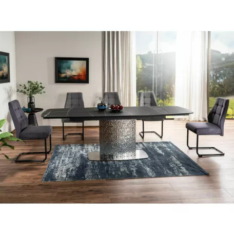 Moncler kerámia Sahara Noir asztal, 160X90, rozsdamentes acél, matt fekete