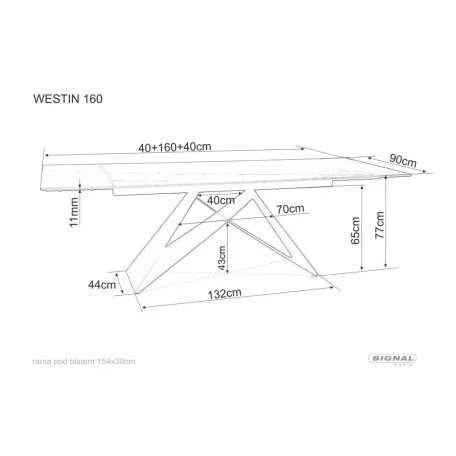Westin Kerámia Pietra Di Savoia asztal, 160X90, matt fekete, világos szürke matt