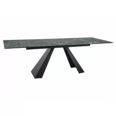   Salvadore Ceramic Verde Alpi asztal, 160X90, matt fekete, tengeri szőnyeg