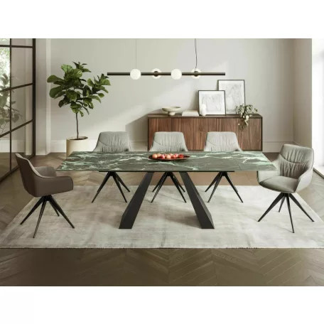 Salvadore Ceramic Verde Alpi asztal, 160X90, matt fekete, tengeri szőnyeg