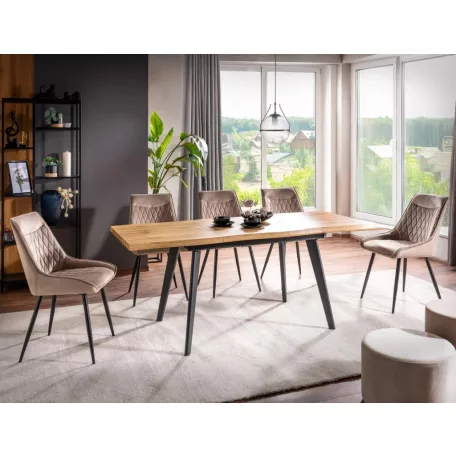 Fresno asztal, 120X80, fekete, kézműves tölgy