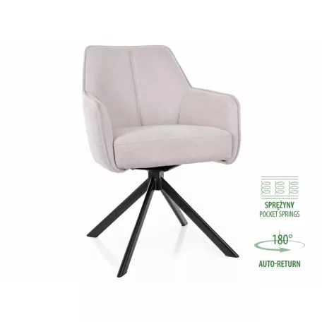 Notti Brego szék, fekete fém, világos bézs