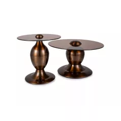 Cassie  dohányzóasztal szett, rézfény, üveg barna