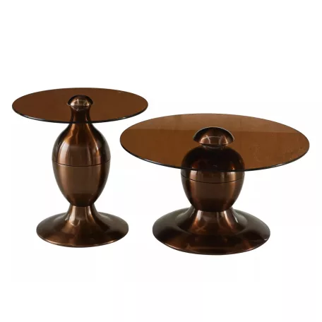 Cassie  dohányzóasztal szett, rézfény, üveg barna