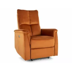 Neptun bársony dönthető fotel, fekete, fahéj