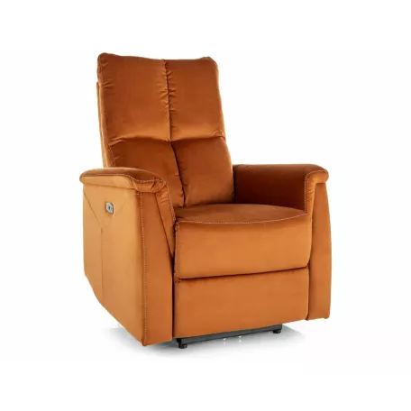 Neptun bársony dönthető fotel, fekete, fahéj