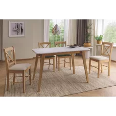 Marcus asztal, 120X75, tölgy, fehér, márványhatású