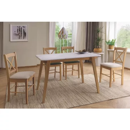 Marcus asztal, 120X75, tölgy, fehér, márványhatású