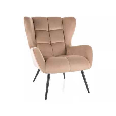 Louis bársony karosszék, matt fekete, bézs