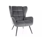 Louis bársony karosszék, matt fekete, szürke