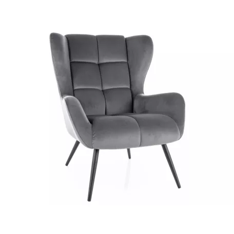 Louis bársony karosszék, matt fekete, szürke