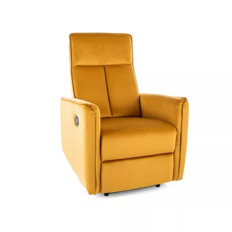 Nikos bársony dönthető fotel, fekete, curry