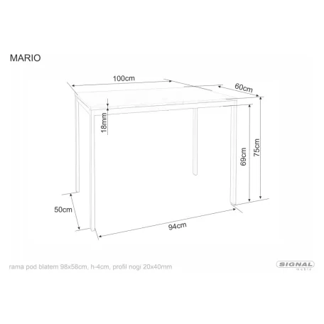 Mario asztal, 100X60, piszkosfehér, piszkosfehér