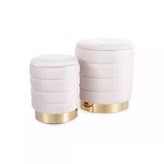 Britta bársony puff (szett), világos bézs