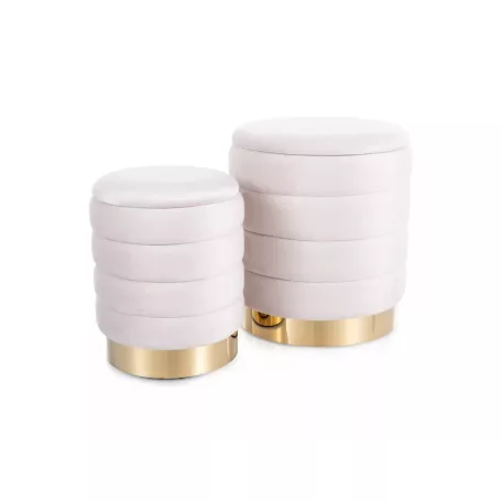 Britta bársony puff (szett), világos bézs