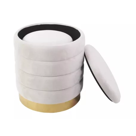 Britta bársony puff (szett), világos bézs