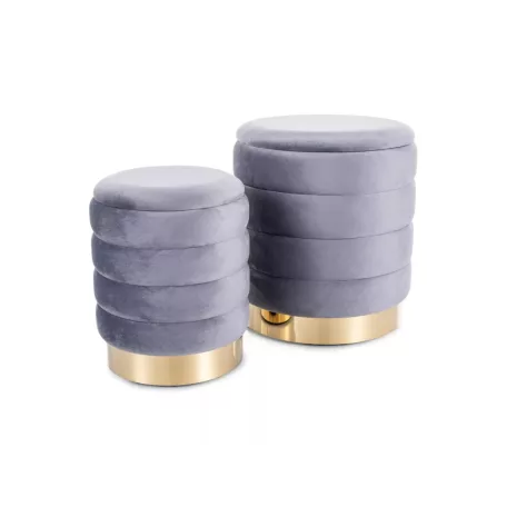 Britta bársony puff (szett), szürke