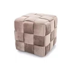 Casel bársony puff, 42X42, sötét bézs